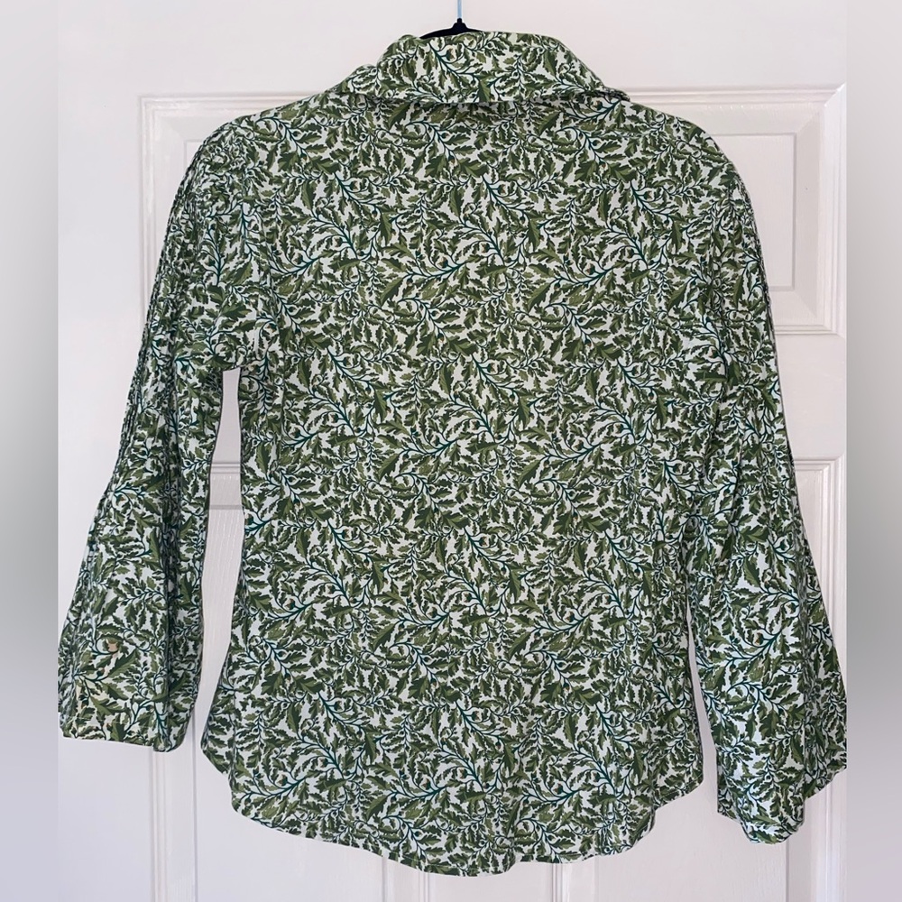 Catherine Prevost Green Floral Cotton Blouse Cottagecore Button Front Size Small - Picture 7 of 7
